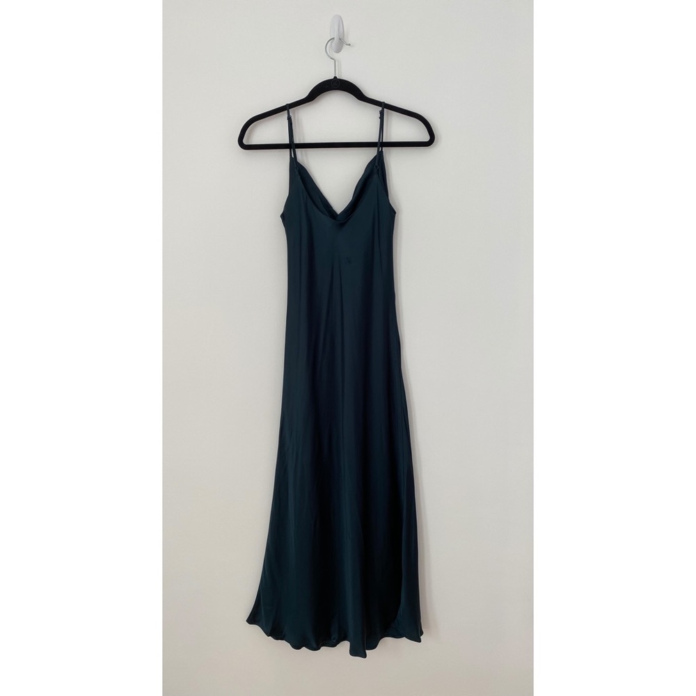 Zara | green satin slip dress